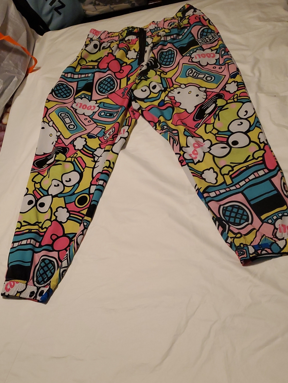 size xl Zumbawear Patterned Cartoon Print Jogger Pants - Pink, Blue, Lime